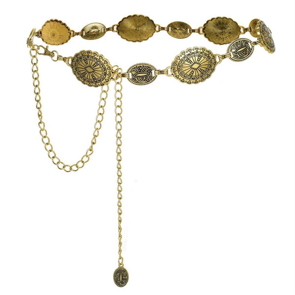 Bohemian Ethnic Metal Waist Chain for Women - Retro Style Accessory for Dresses and Shirts