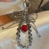 Luxury Crystal Strawberry Rhinestone Beaded Bead Phone Bracelet Strap Charm Chain Knot Cellphone Lanyard Keychain Bag Camera Key