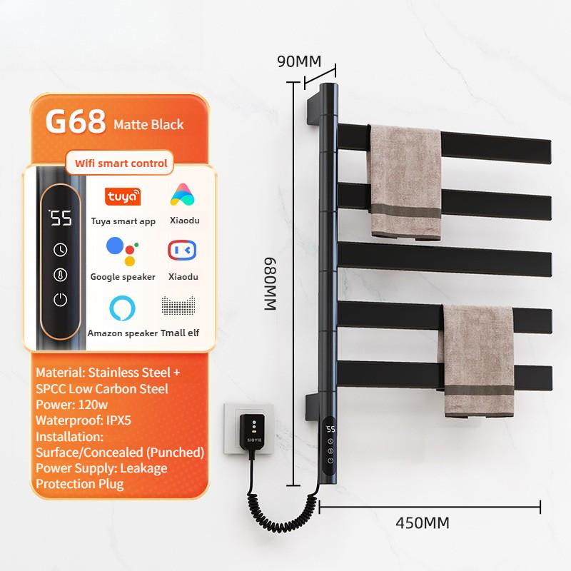 Wall Mounted Rotating Electric Heating Towel Bar Home Bathroom Intelligent Constant Temperature Drying Towel Rack