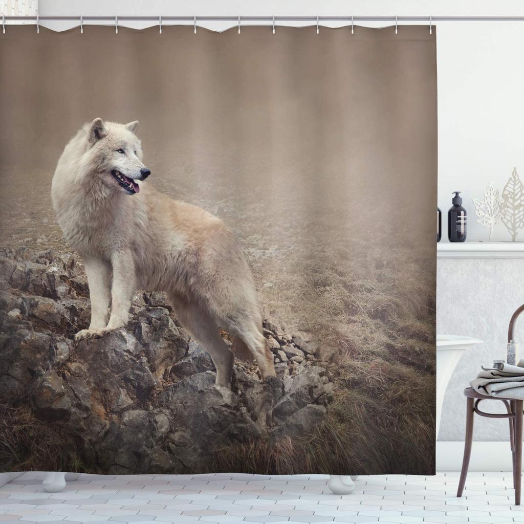 Waterproof Bathroom Shower Curtains Funny Animals Dog Bulldog Pet Pattern 3D Printing Fabric Bath Screens Hanging Curtain Decor