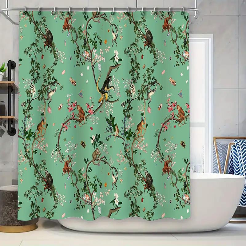 

Botanical Birds Shower Curtain Vintage Floral Pattern Bathroom Decor Nature Landscape Fabric Backdrop Waterproof Modern Farmhous W60H190(CM)-1 Pcs