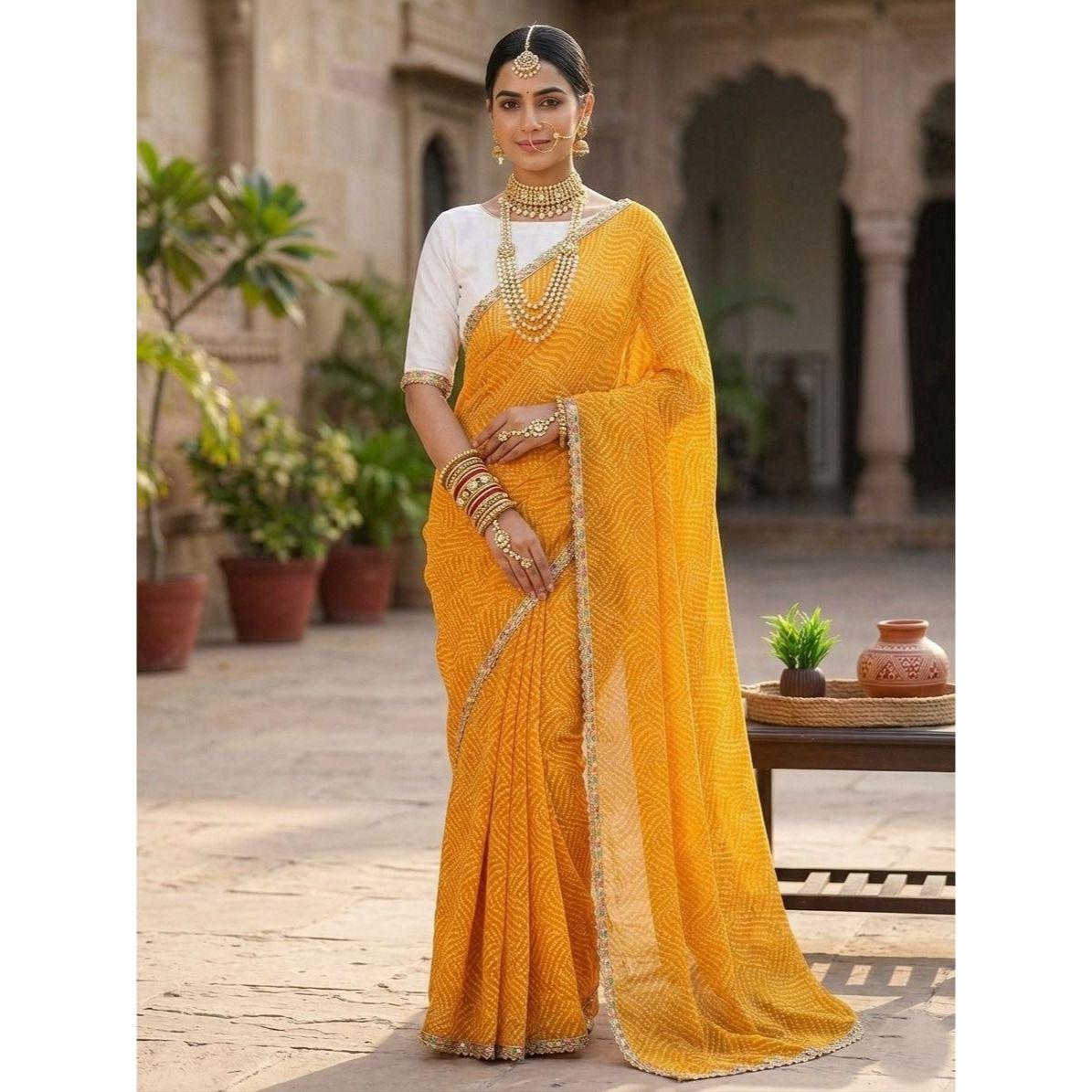 Premium Bandhani Style Georgette Saree