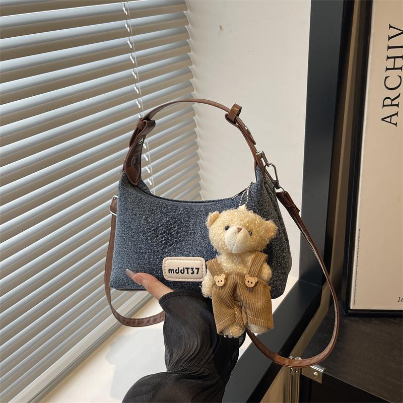 

Bag women s retro denim blue dumpling bag 2025 new niche shoulder messenger bag commuter handbag women single bag коричневый