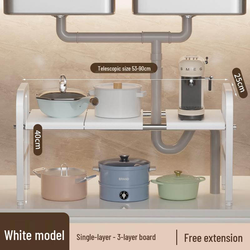 Organisateur rétractable sous l'évier: Étagère à ustensiles de cuisine et panier de rangement multicouches