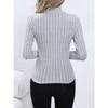 Solid Color Faux Neck Ribbed T-Shirt, Elegant Long Sleeve Slim Fit Hundred Tops for Women