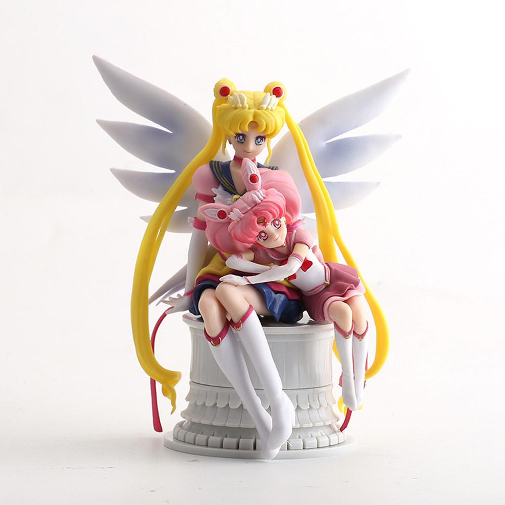 2pcs/set Sailor Moon with Sailor Chibi Moon  Figures Collection Model Toys  16cm with box
