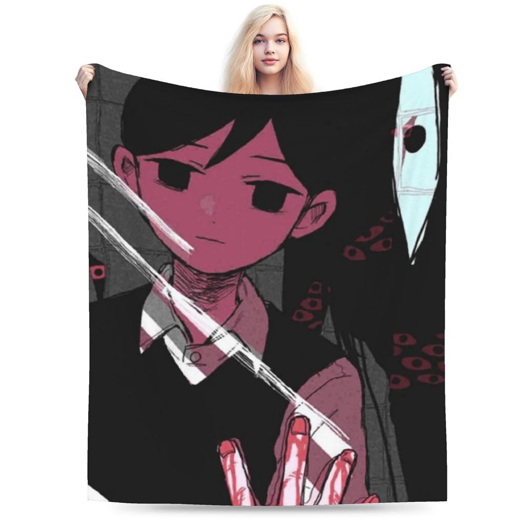 Cute Omori Blanket Fleece Decoration Horror Game Multifunction Lightweight Throw Blanket for Bed Office Plush Thin Quilt
