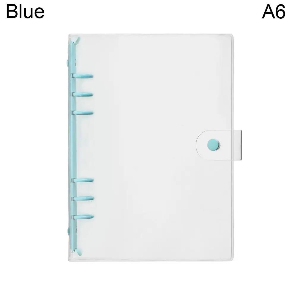 A5 A6 Transparent PVC Loose-Leaf Notebook Cover Folder 6 Ring Binder Pockets Journal Planner Storage File School Stationery