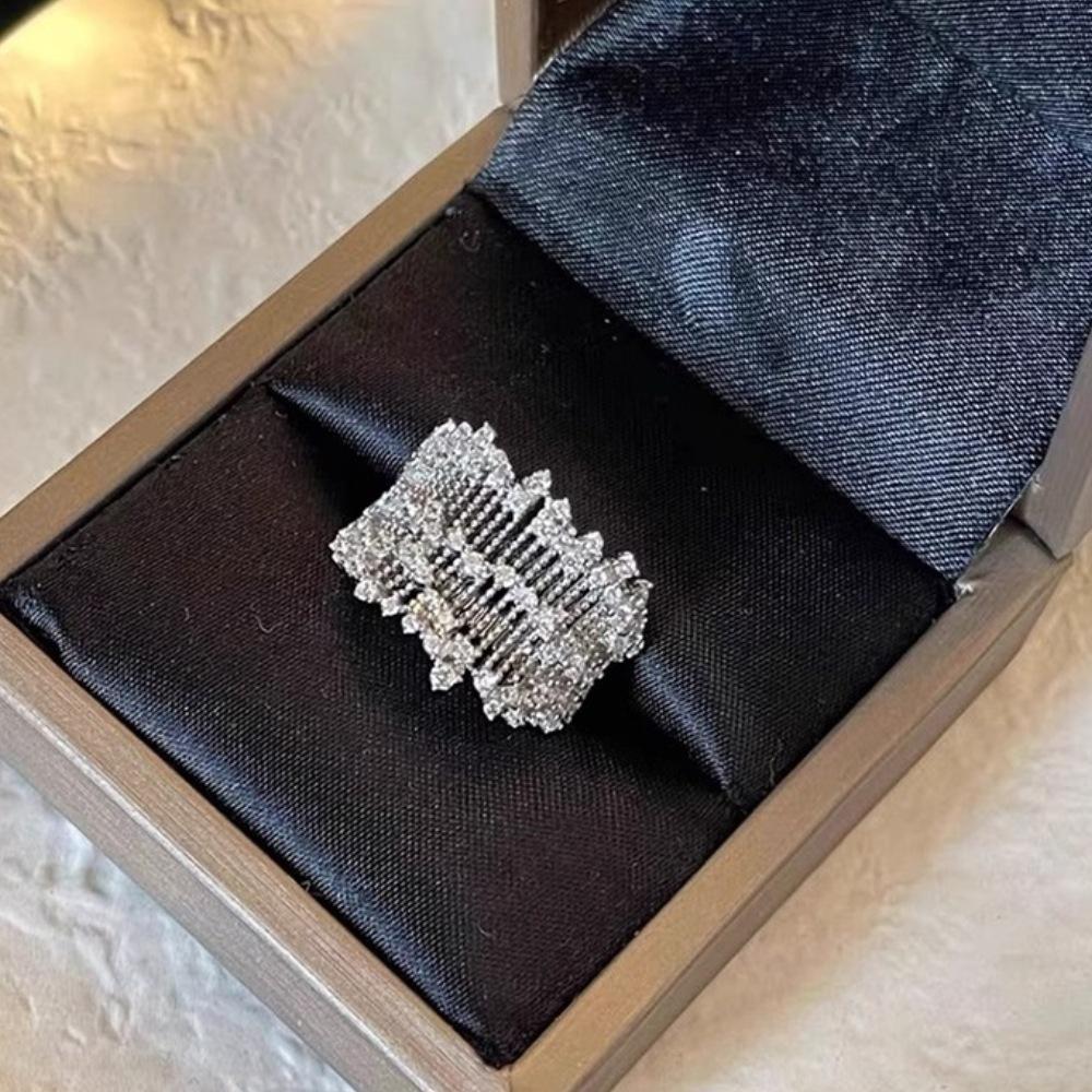 Over 120 Styles Korean style zircon diamond ring women's 925 sterling silver spring and summer niche light luxury high-end index finger ring open ring