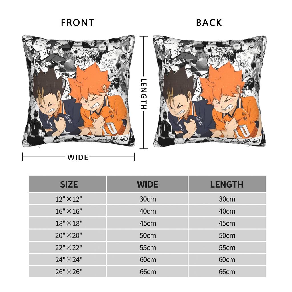Haikyuu Quadratische Kissenbezüge Volleyball Manga Kissenbezug Kreativer Polyester Dekor Kissenbezug für Zuhause 18x18
