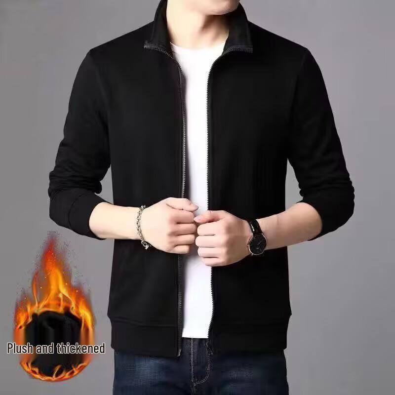 Men's Trendy Loose-Fit Stand-up Collar Zipper Cardigan Hoodie - Spring/Autumn Versatile Baseball Jacket, Plus Size Available