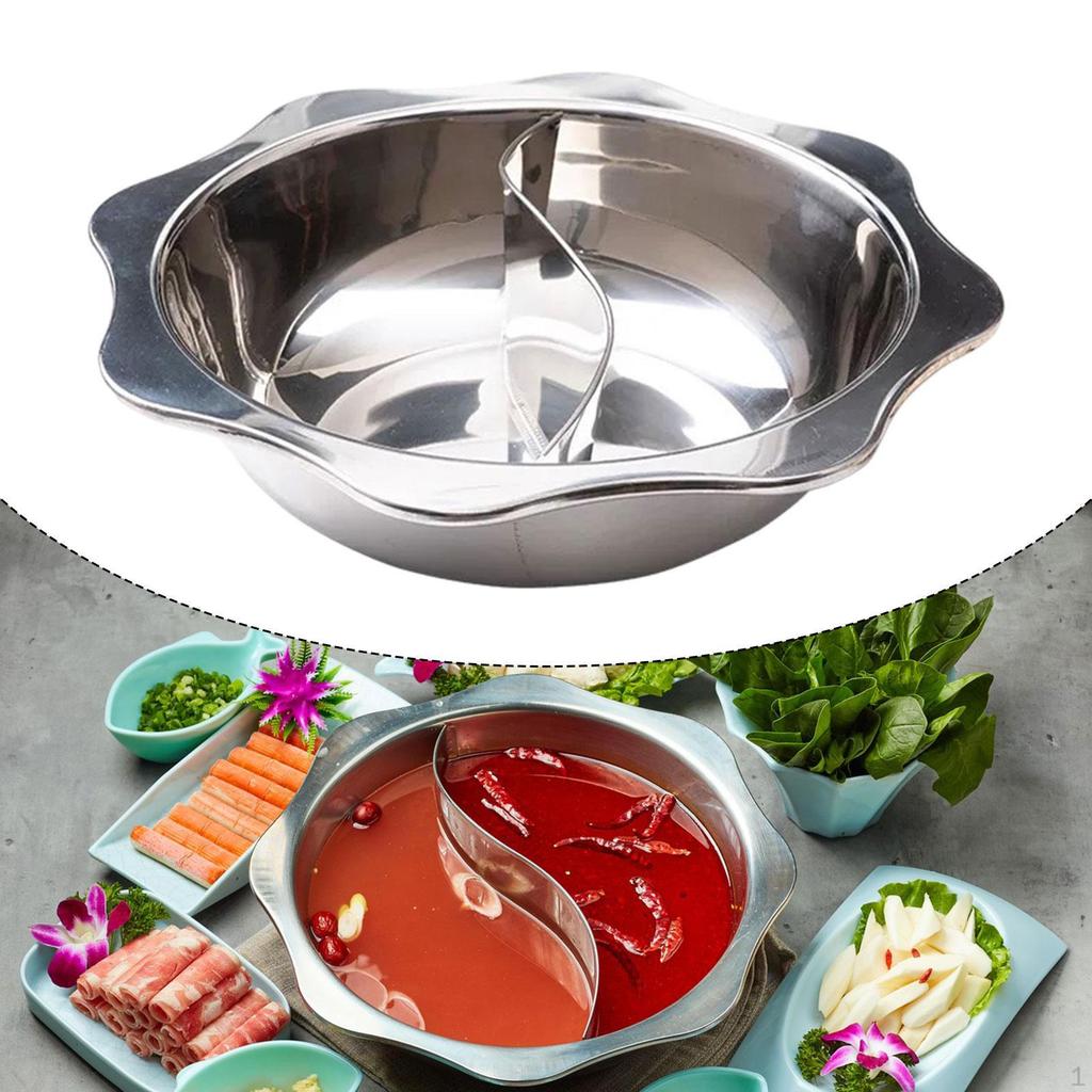 Stainless Steel Divided Pot Cooking Utensil Mandarin Duck Hotpot for Camping