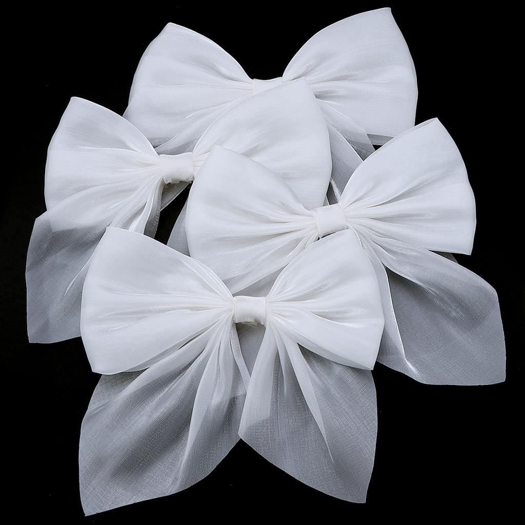 4Pcs Solid Color Chiffon Bow 12x11cm Cute Handmade Ribbon Bowknot for DIY Hairpins Hair Accessories Crafts Clothing Decoration