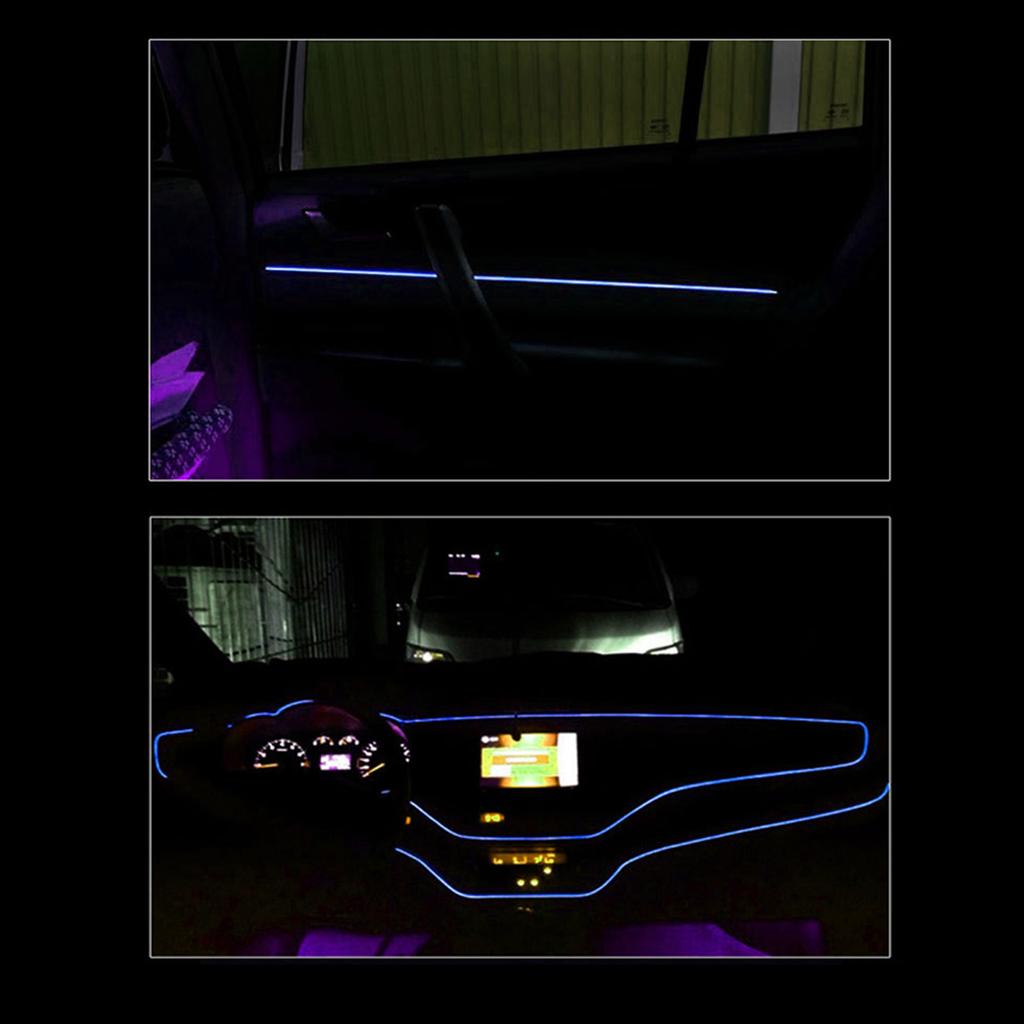 Car Decorative Light Strip Interior Lighting Auto LED EL Cold Lamp Modification Parts 4 MetersBlue