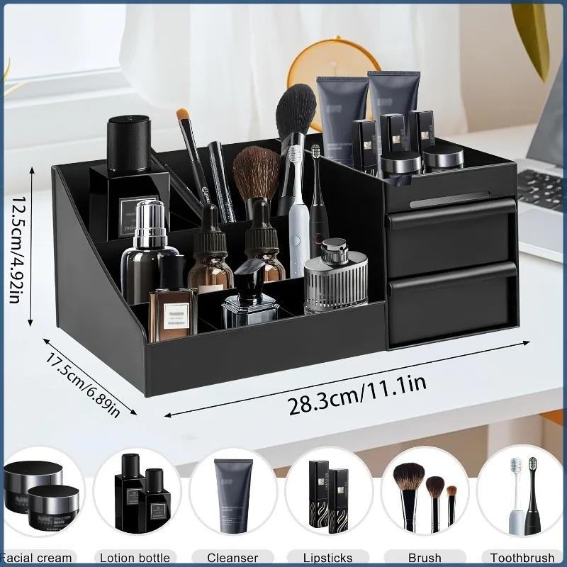 Men's Women's Perfume & Cologne Organizer with Drawers - Countertop Cosmetic Storage Box Suitable for Skincare, Toiletries.