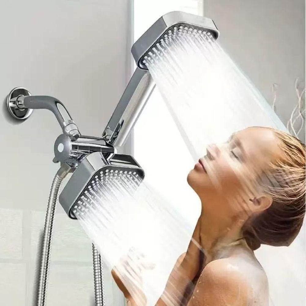Square Design Square Handheld Shower Set Flexible Hoses Three-way Water Distributor Daily Use