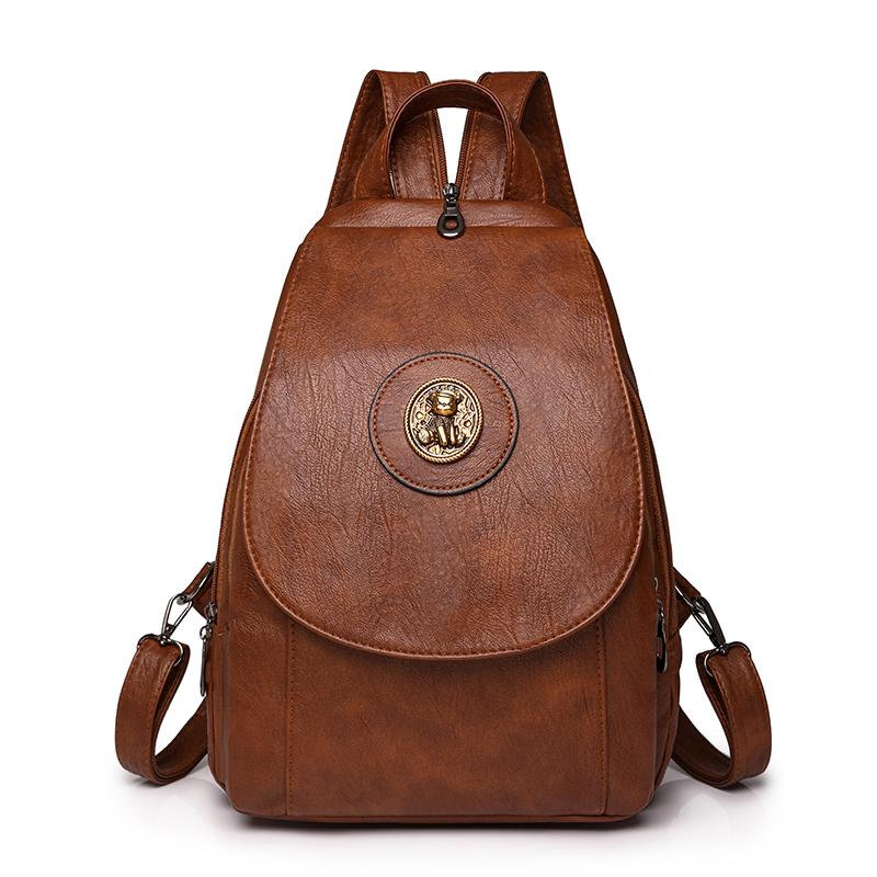 Soft Leather Backpack for Women Multi-functional Convertible BackpackChest Bag Retro Casual Single Shoulder Bag for Daily Life  and Weekend Outings