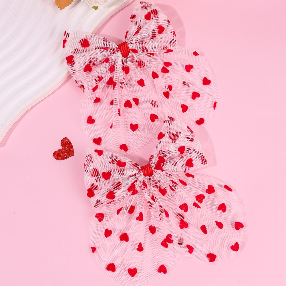 

2 шт. Тюлевый бант-сердце Заколка для волос Элегантное кружево Любовь Заколки для волос Милая заколка для девочек Детей Модные аксессуары для головных уборов