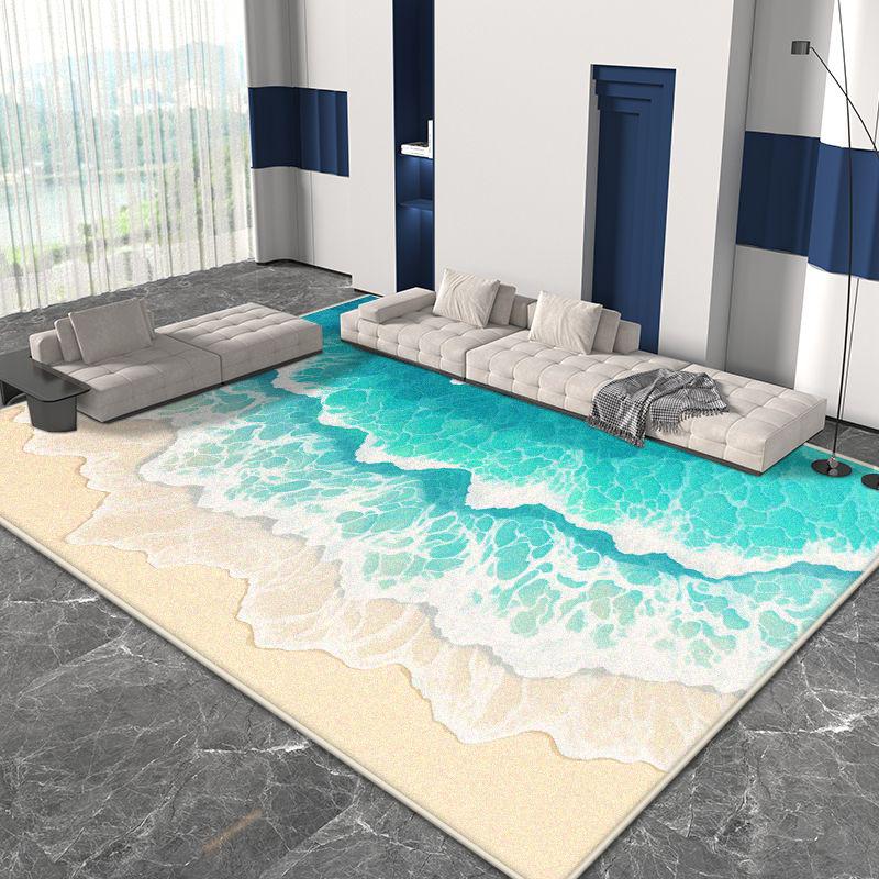 3D Beach Pattern Decor Home Carpet Living Room Big Size Non-slip Gaming Room Decoration Rug Soft Easy Cleaning Sofa Table Mat