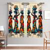 Piece African Women Art Decorative Curtains Retro Style Semi Curtain Room Darkening Polyester