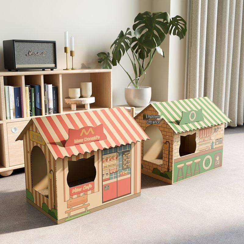Large Cat Villa: Durable Cardboard Scratch House & Claw Sharpening Toy