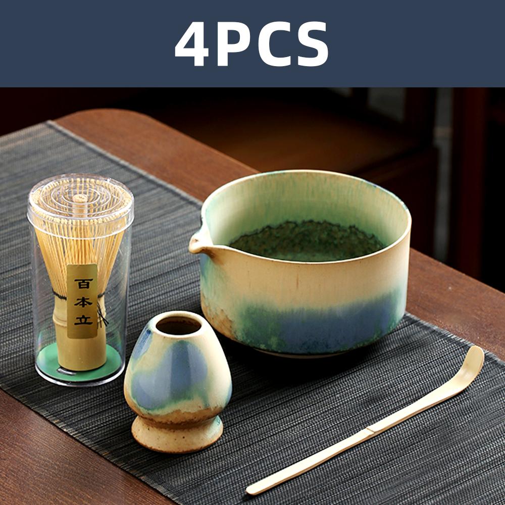 

Набор для японского матча из 4 предметов с керамической чашей, бамбуковым венчиком для матча, чайной ложкой, чайные наборы, подарки для любителей чая, инструменты для приготовления чая, аксессуары