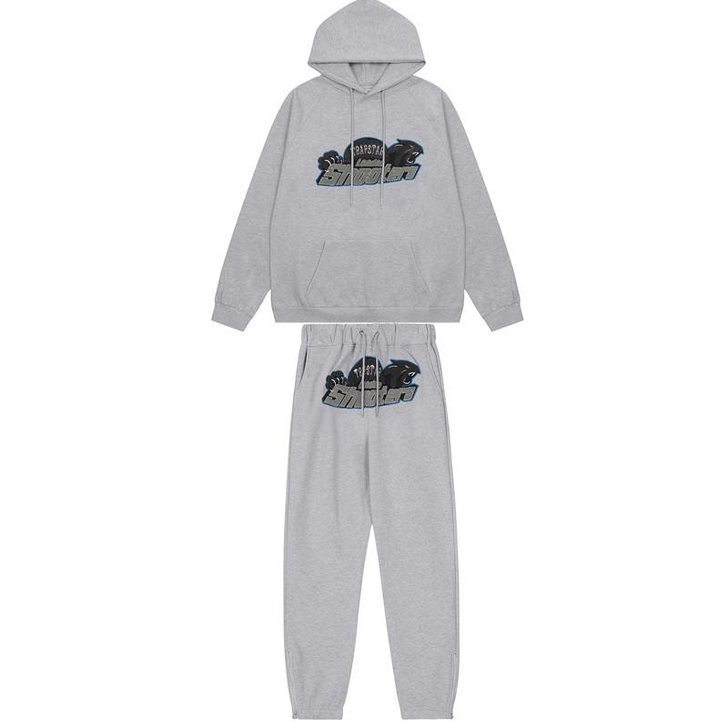 Ensemble Décontracté Hoodie Rouge/Noir Tête de Tigre Brodé Homme & Couple Trapstar Européen & Américain avec Pantalon Long