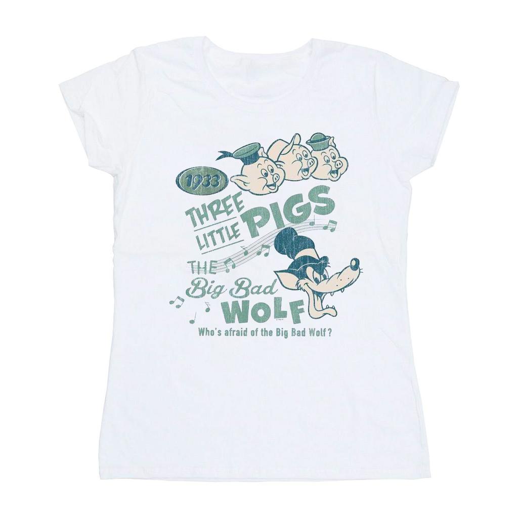 Disney Womens/Ladies Three Little Pigs Who´s Afraid Of The Big Bad Wolf Cotton T-Shirt