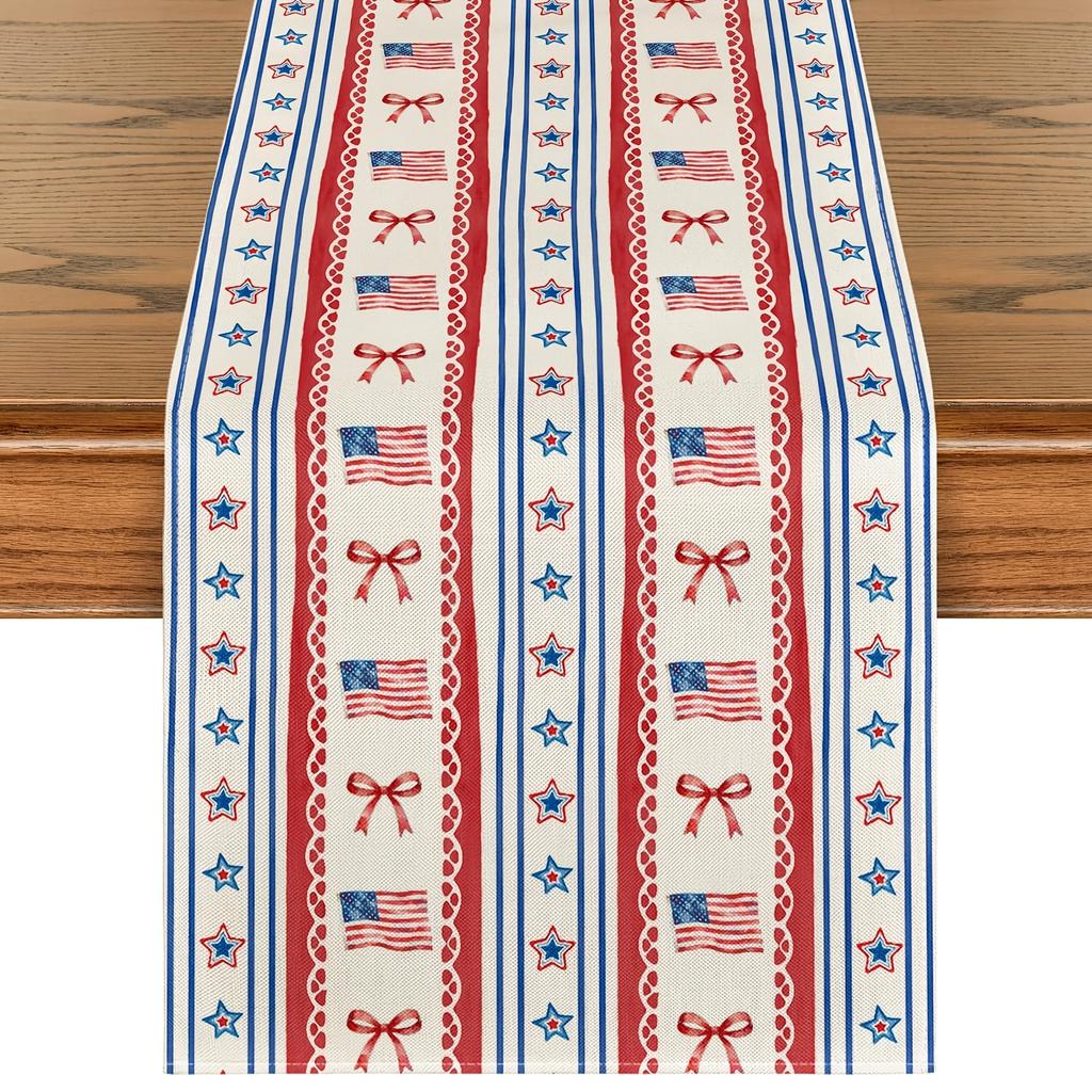 1Pcs American Independence Day Bow Flag Design Suitable for July 4th Celebration Table Decorations