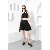 Women's Black Flared Shorts Skirt With Flexible Flared Pleated Shorts