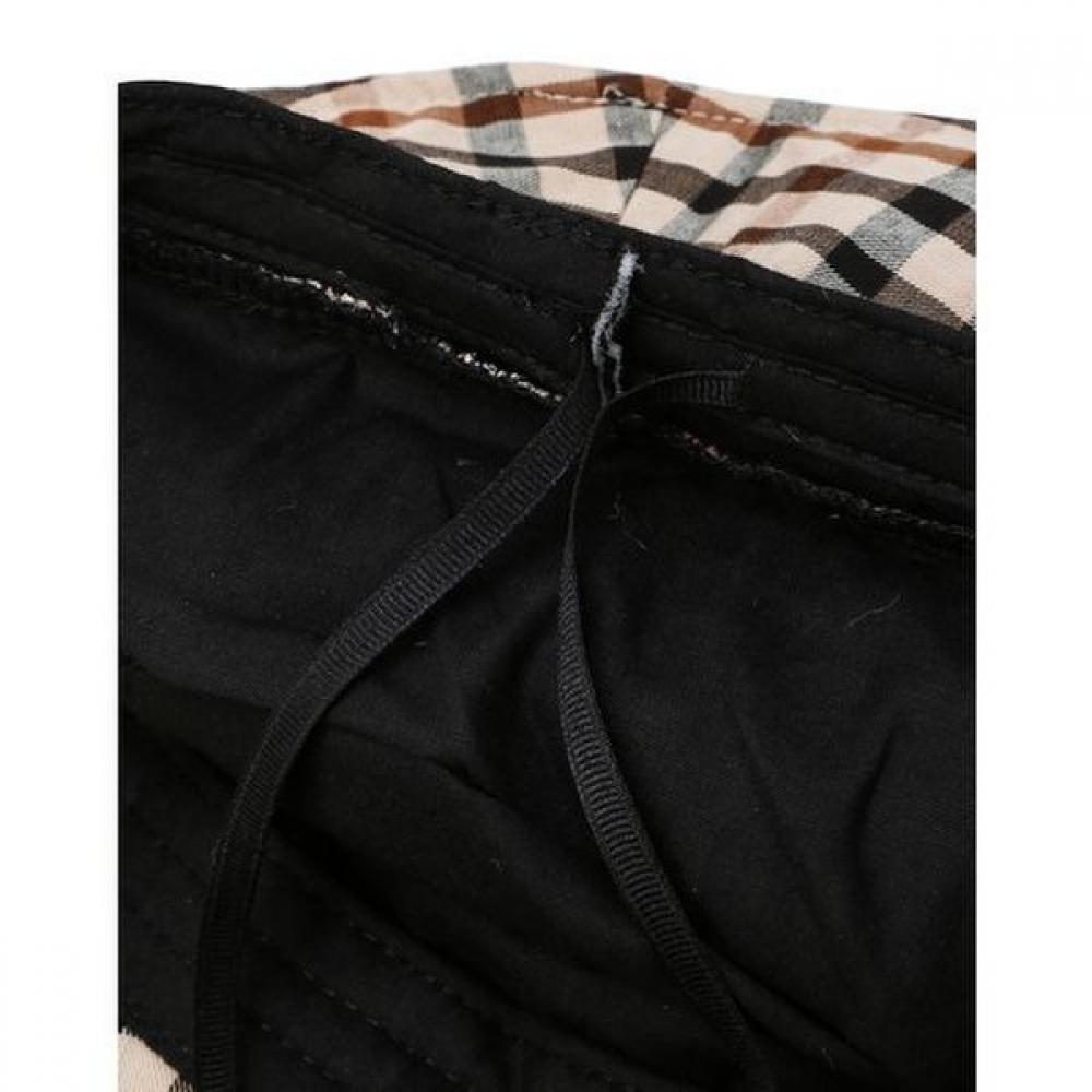 Daks Women Navy Check Pattern Linen Floppy Hat Dbhe5e122bk