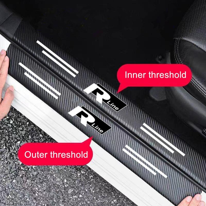 2025 Hot Car Door Sill Protector Plate Threshold Anti-Scratch Bumper Stickers for Volkswagen Golf R Rline Tiguan Polo GTI CC Pas