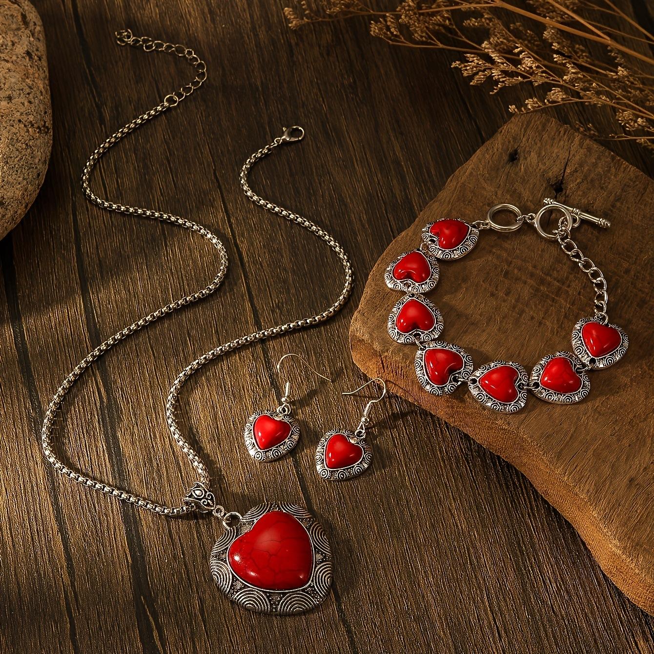 

Винтажный готический кулон в форме персикового сердца, ожерелье, серьги, браслет