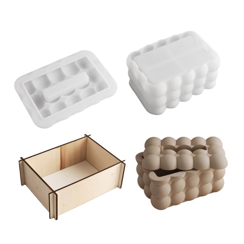 

Washable Silicone Mould for Customizable Resin Tissue Holders Small Object Containers and Craft Designs 1