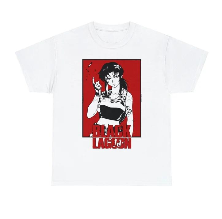 Japońskie Anime Black Lagoon Revy T-shirt z nadrukiem graficznym Casualowa Moda Vintage Męski Damski Krótki Rękaw Duży Rozmiar T-shirt