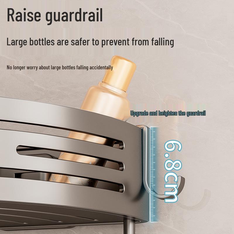 Punch-Free Bathroom Wall Shelf - Aluminum Vacuum Corner Rack