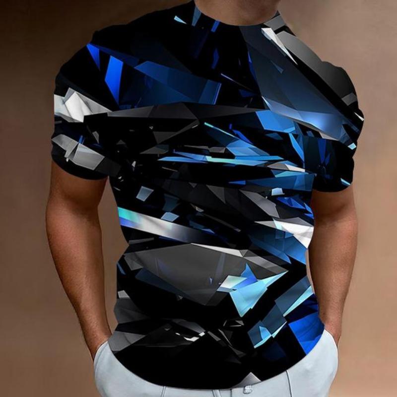 3d Rock Printed Men's Clothing Fashion T-Shirts For Men Street Designer Short Sleeved Oversized Top Tees Daily Casual Sportswear