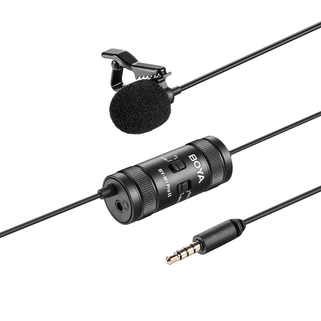 Wired Lavalier Microphone for Smartphones Cameras 3.5mm TRS 6m - Black