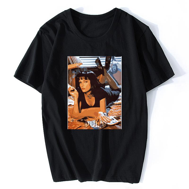 Unisex Classic Movie Pulp Fiction Tshirt Mia Wallace Tees Summer Unisex Cotton Quentin Tarantino Top Clothing Streetwear Harajuku