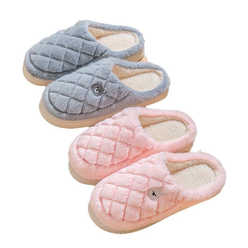 Cotton slippers autumn and winter couple indoor plush thickened bottom non-slip warm home plush slippers winter
