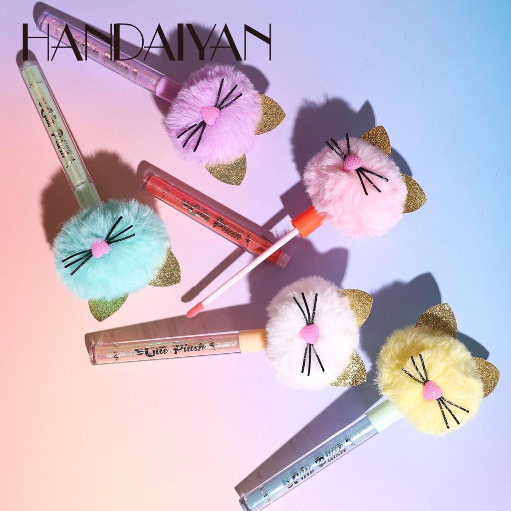 HANDAIYAN 5 Farben Lipgloss, langlebig, süß, glitzernd, rot, nackt, Lippenstift, flüssig, wasserfest, spendet Feuchtigkeit, leuchtendes Lipgloss-Make-up