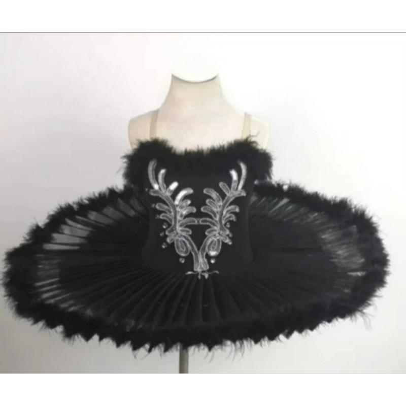 Elegant Style Black Swan Ballet Skirt Holiday Dance Performance Costume Cute Girl Princess Performance Skirt