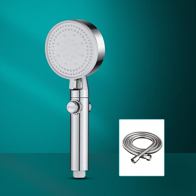 5-speed Ajustable High-pressure Shower Head One-key Stop Water Water-saving Hand-held Shower Head with Hose Bathroom Accessories
