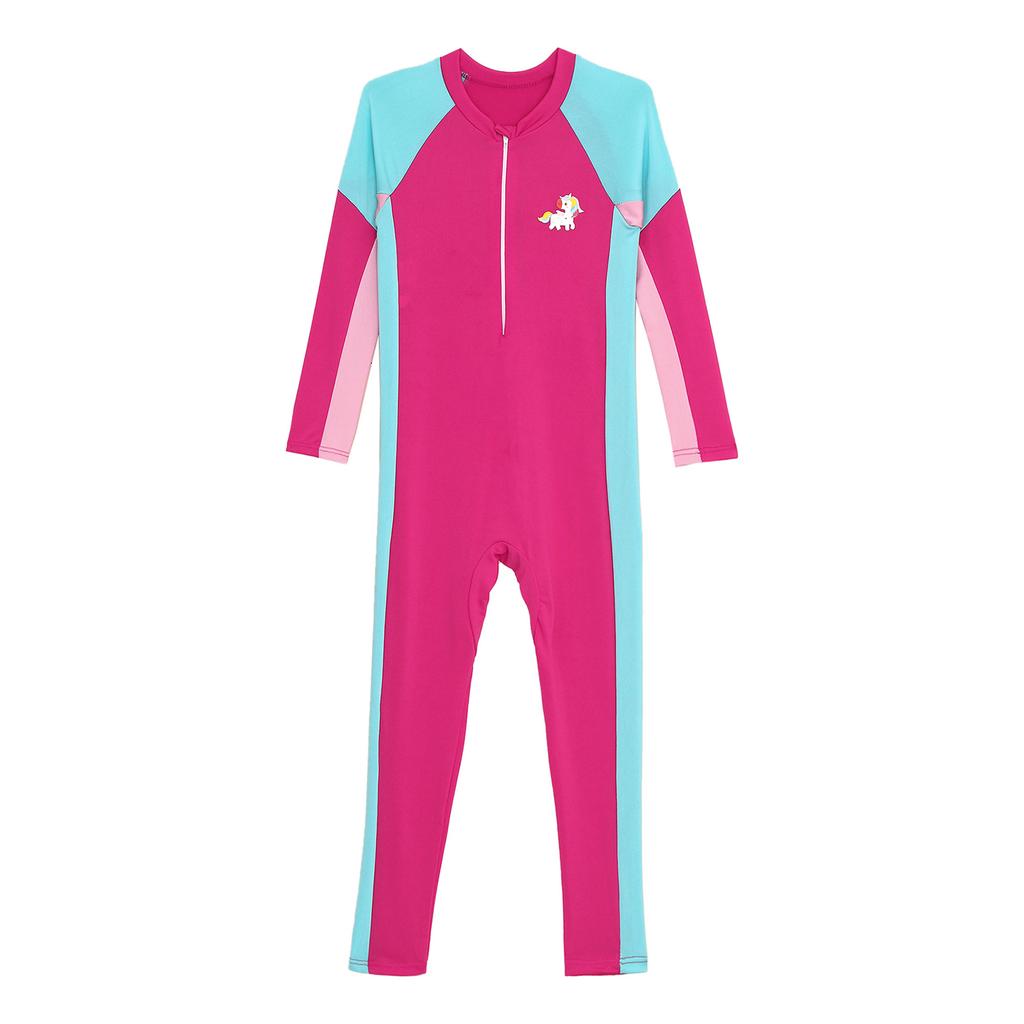 Kids Full Body UV Protection Swim Suit Long Sleeve Zipper Sport Bathing Suit for Girls Beach Surf and Swimming