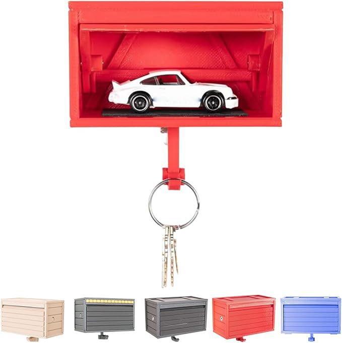 

Creative Keychain Hallway Wall No Drilling Decoration Mini Garage Dustproof Car Model Storage Box with Openable Keychain красный
