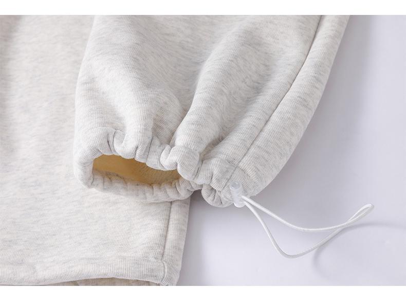 Women's Gray Fleece-Lined Sweatpants, 2025 Early Autumn Style, Straight-Leg, Petite, Wide-Leg Activewear.