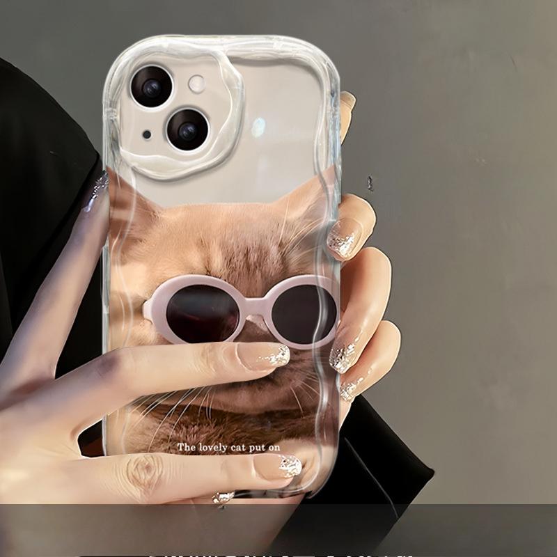 Applicable To Apple 14promax Mobile Phone Case Couple IPhone 13 Sweet and Cool Sunglasses Cat and Dog 11/12 Mini Anti-fall