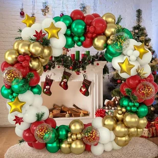 

Рождественский набор венков из воздушных шаров Рождественский подарок Елка Санта Алюминиевая форма Декоративная арка Сценическая композиция Set as shown