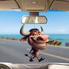Car Pendant Acrylic Flat Cartoon Cow Design Hanging Ornament Car Rearview Mirror Decoration Christmas Tree Door Window Decor