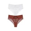 TERMEZY 2Pcs/Lot Sexy Mid Rise Patchwork Briefs Hollow-out Lace Pattern Panties Solid Color Breathable Skin-fit Briefs